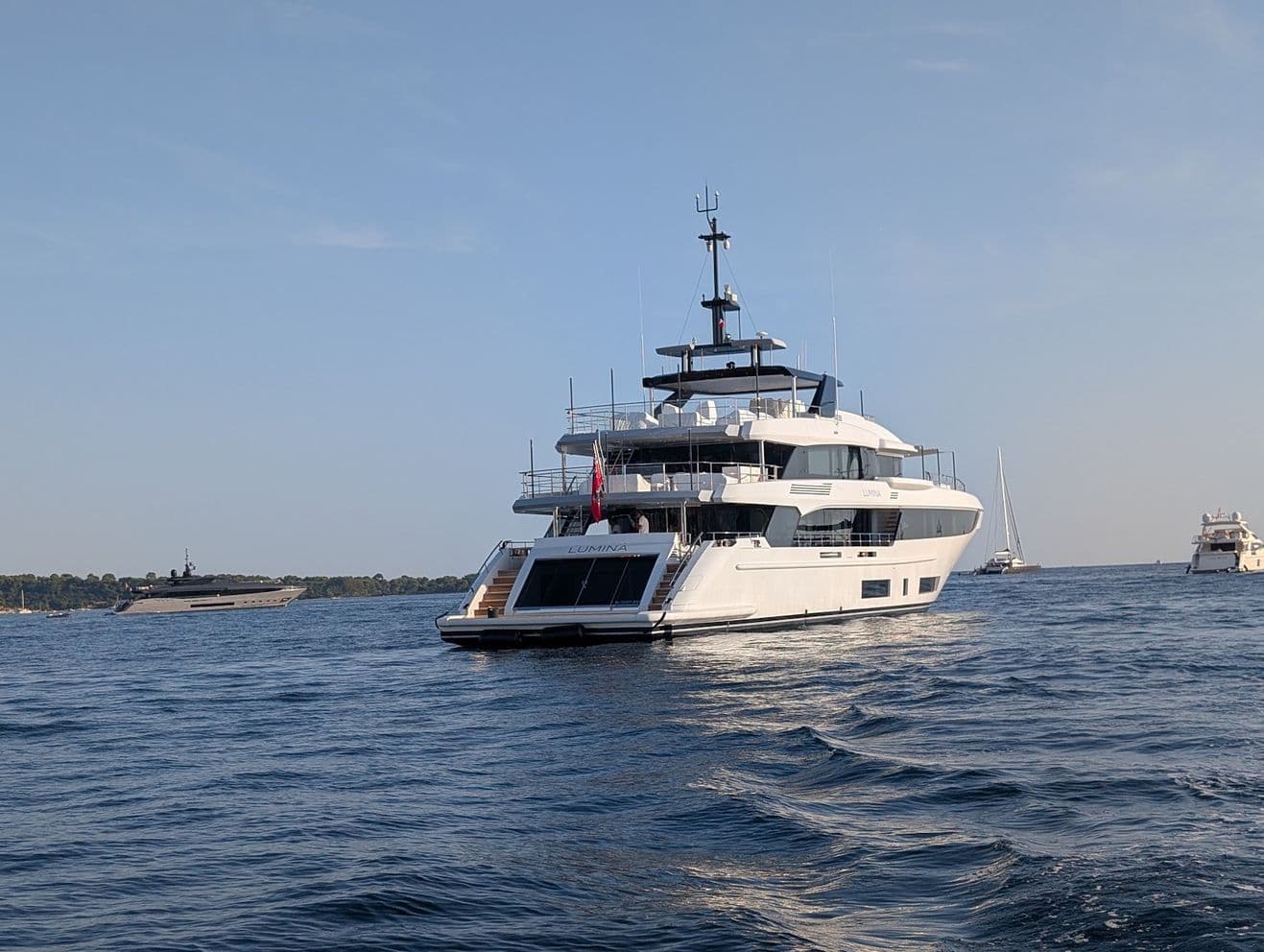 At anchor, from the stern